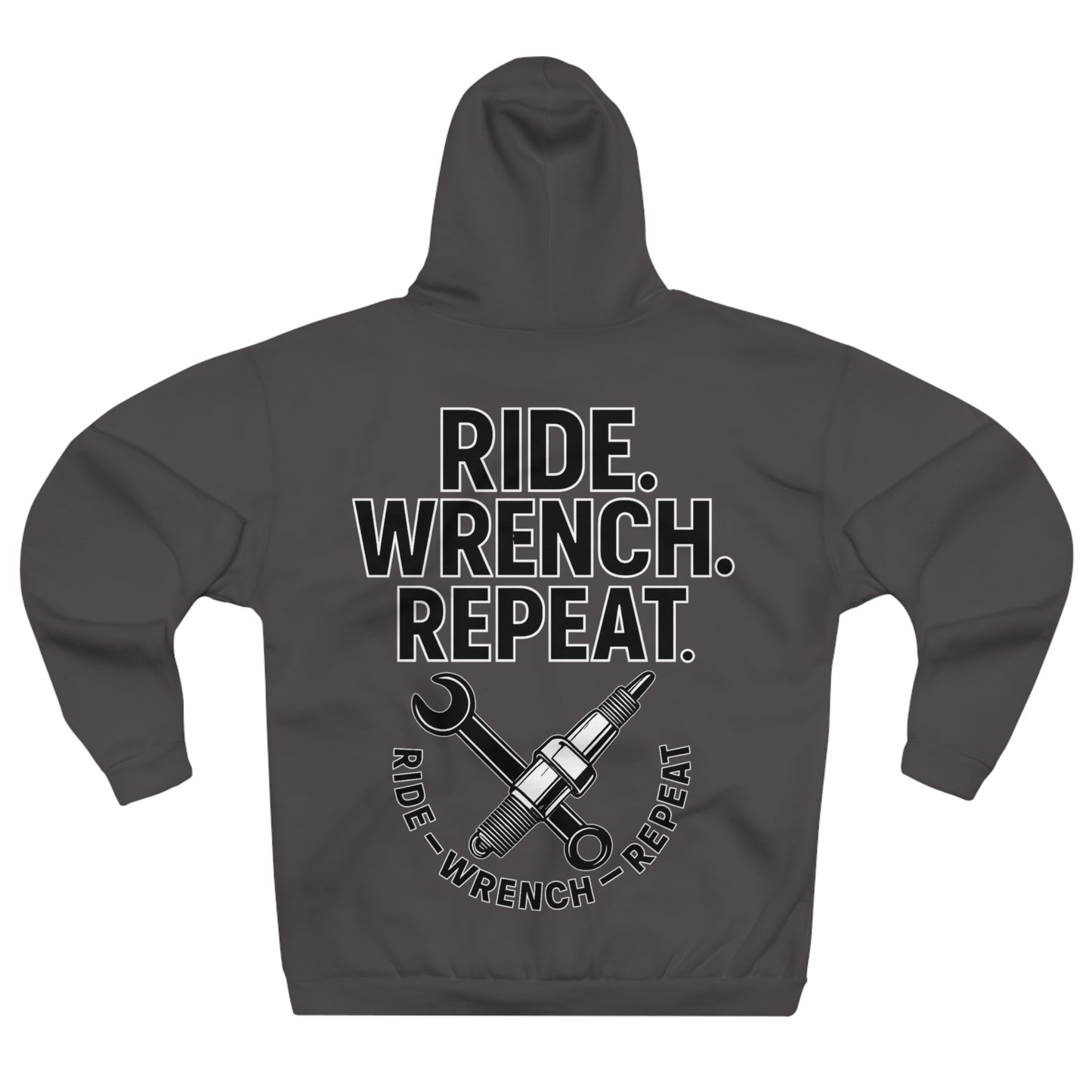 Ride Wrench Repeat Hoodie - Unisex Pullover, Motorbike Apparel, Mechanics Gift