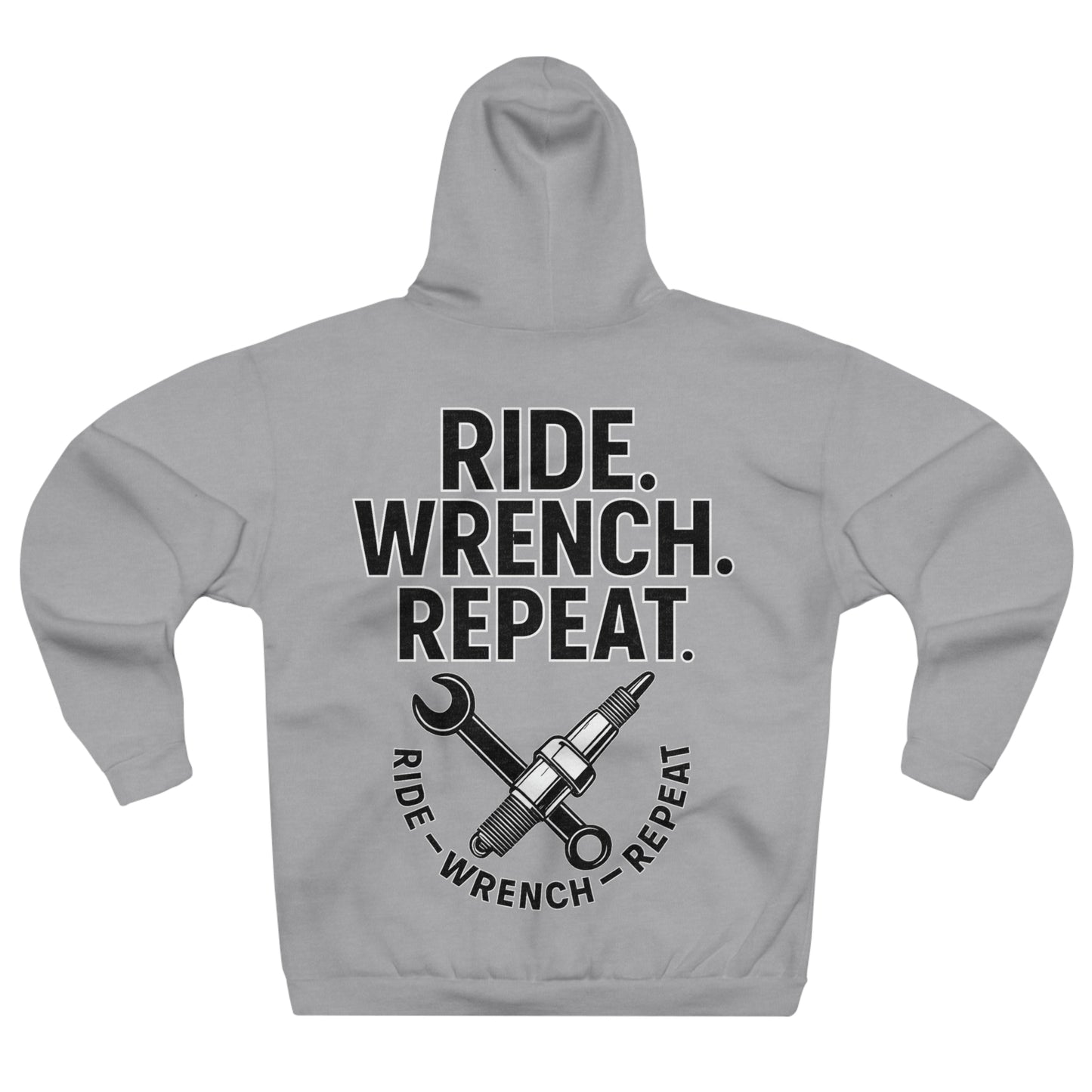 Ride Wrench Repeat Hoodie - Unisex Pullover, Motorbike Apparel, Mechanics Gift